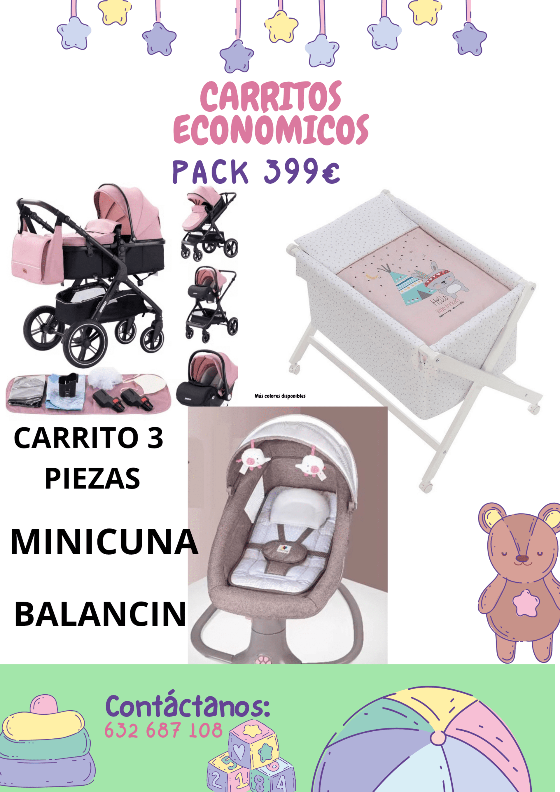 PACK 399€ CARRITO + MINICUNA + BALANCIN - 1